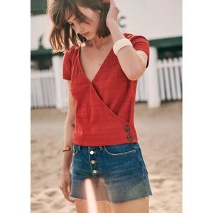 Sezane Jess Embroidered Wrap Top sz M